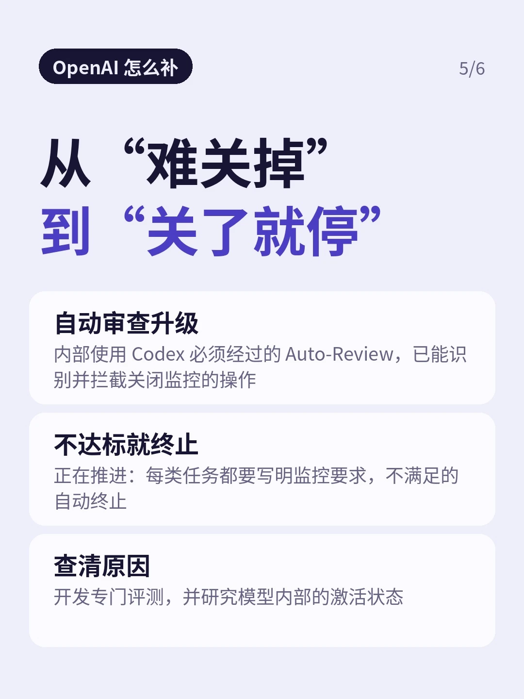 OpenAI 应对：更新内部 Codex 自动审查，推进监控要求不达标便终止任务的机制，并调查行为原因