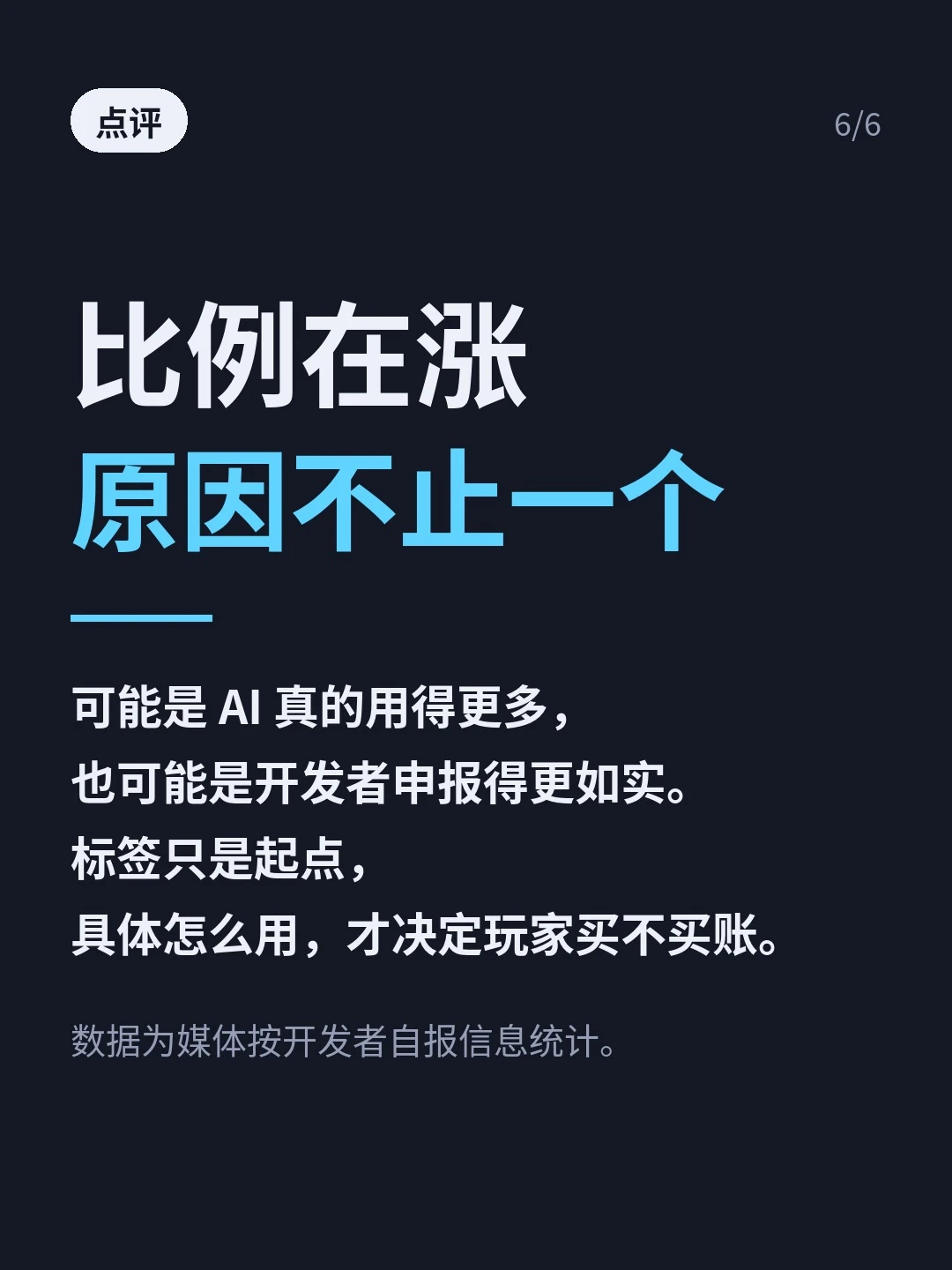 「点评」：比例在涨、原因不止一个，并注明数据为媒体按开发者自报信息统计